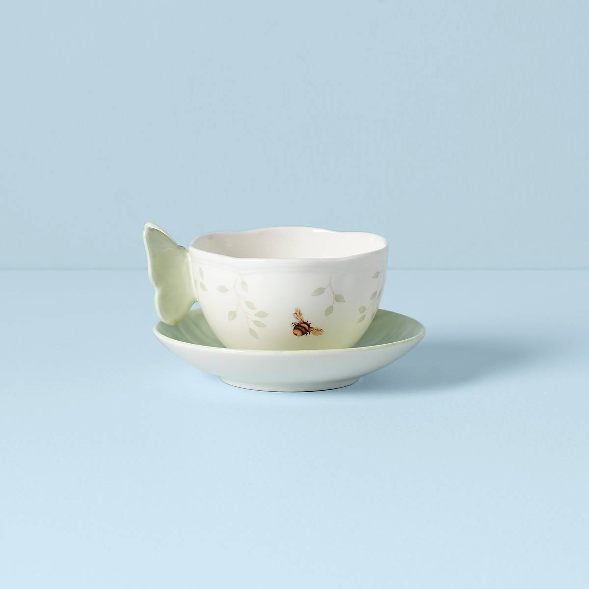 Butterfly Meadow Floral Green Cup and Saucer