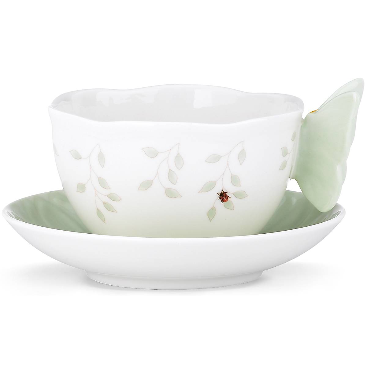 Butterfly Meadow Floral Green Cup and Saucer