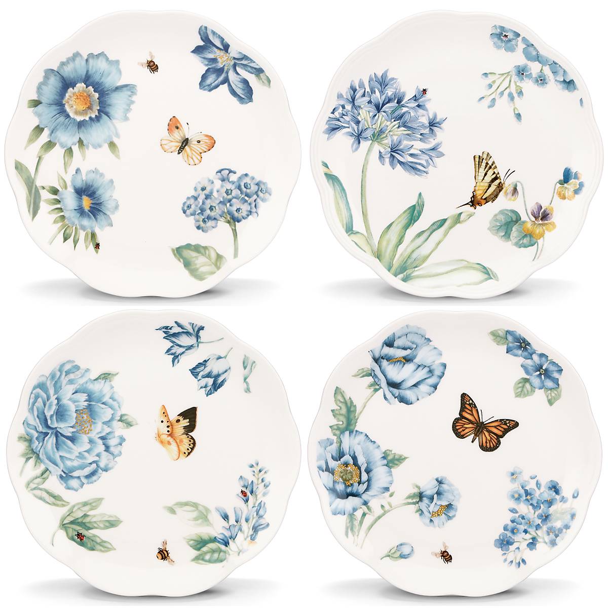 Butterfly Meadow Blue Dessert Plates - Set of 4