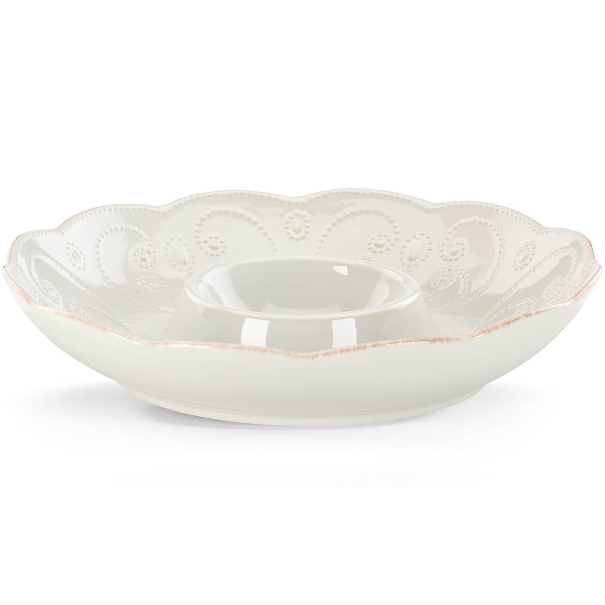 French Perle White Chip & Dip Tray