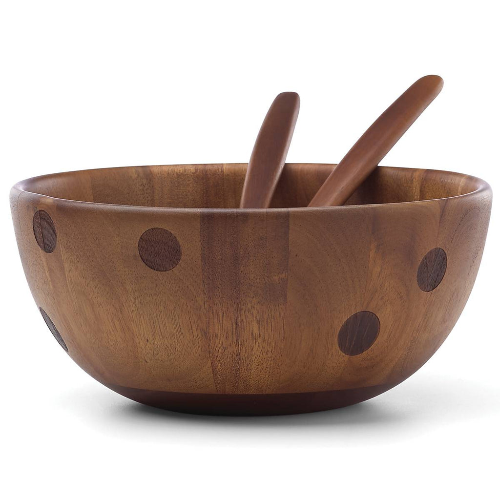 Deco Dot Salad Bowl With Servers