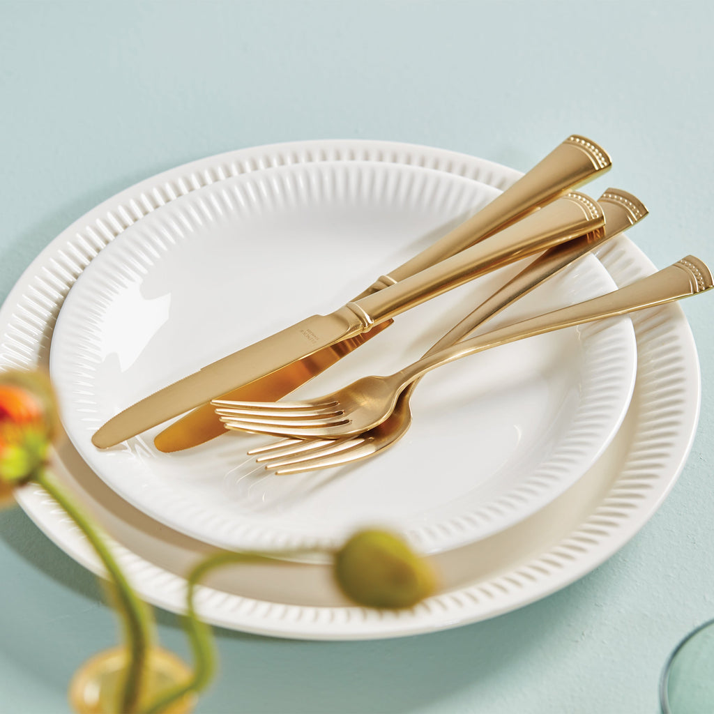 Portola Gold Satin 60 Piece Flatware Set