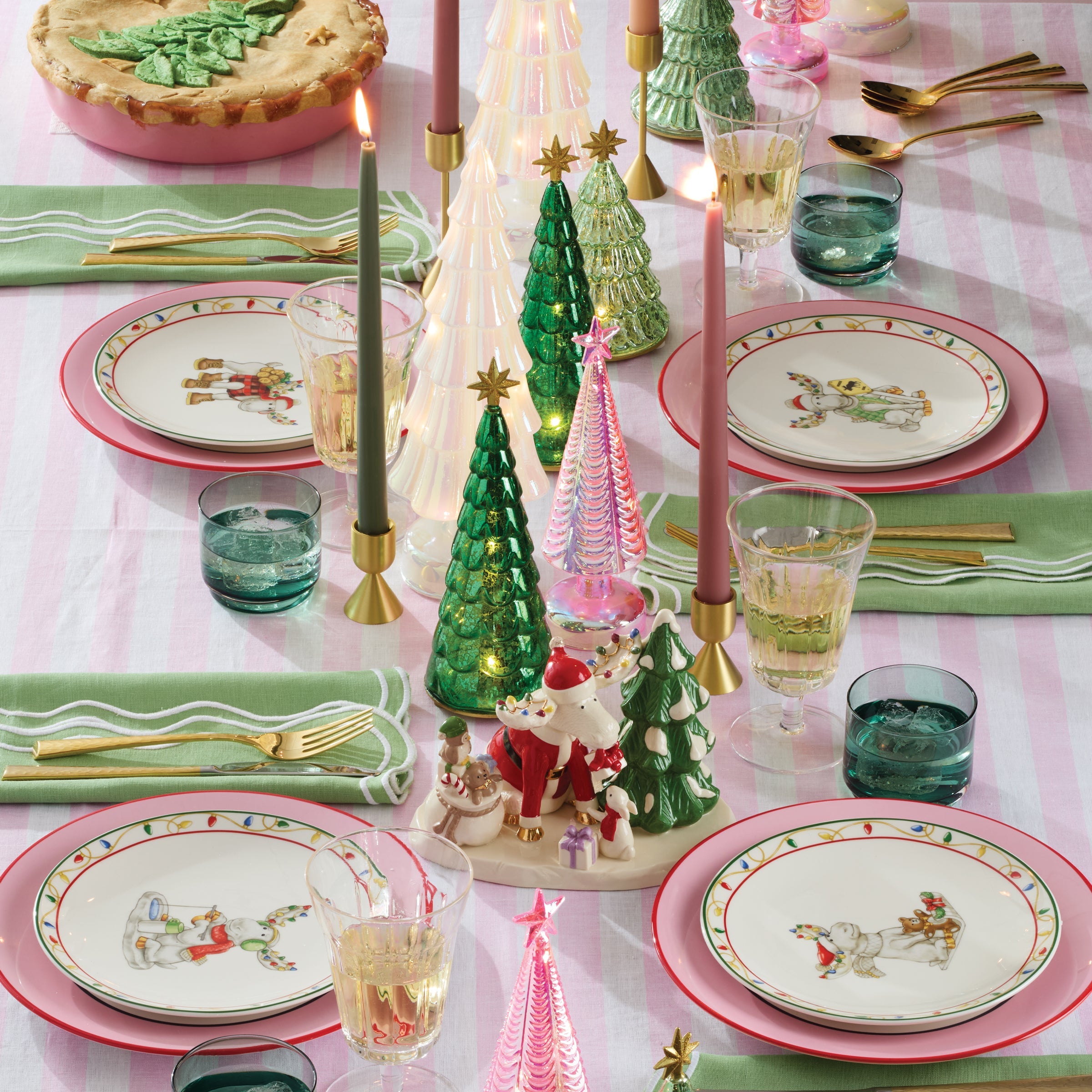 Make It Pop Dinner Plates - Set of 4 - Green/Pink