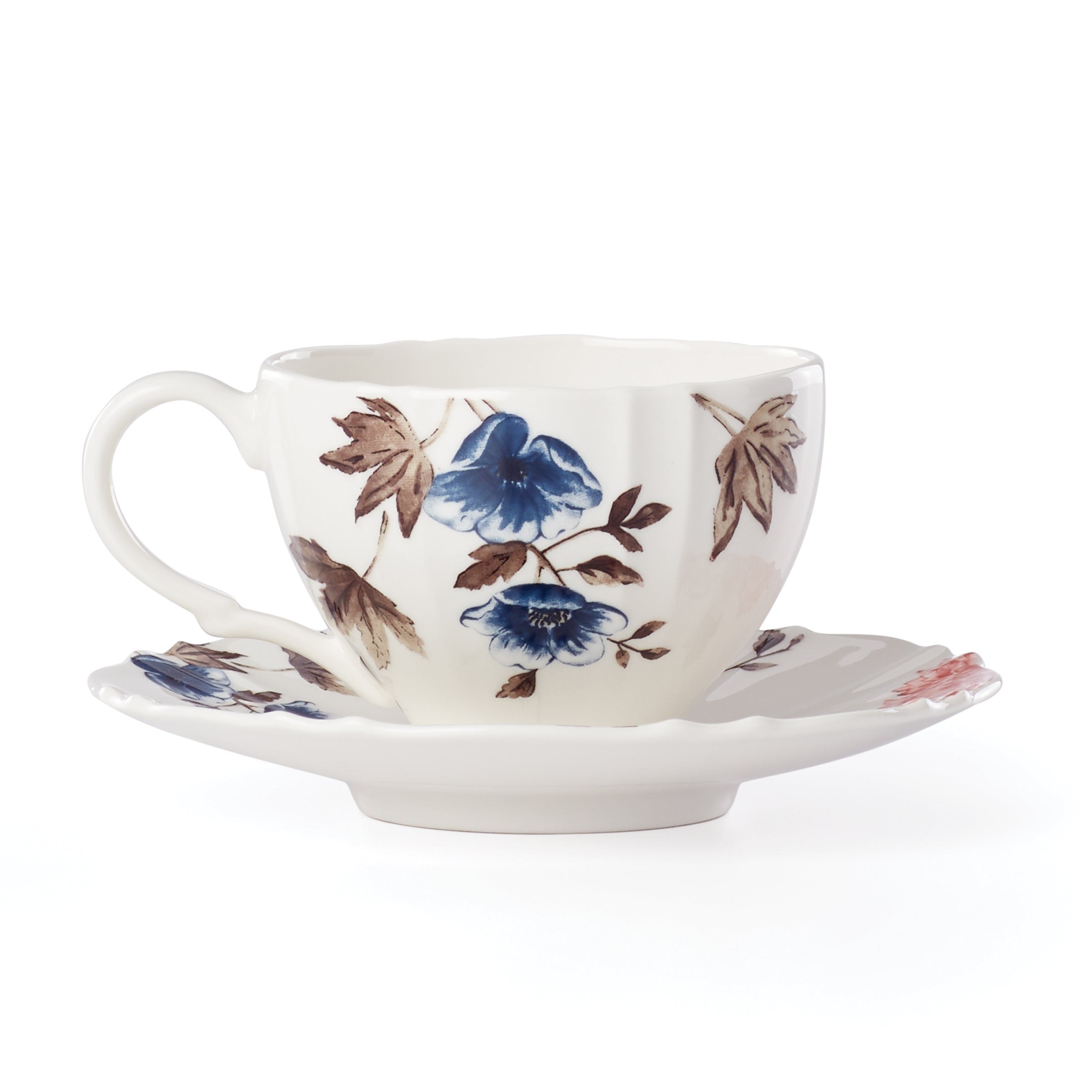 Sprig & Vine Teacup & Saucer - White