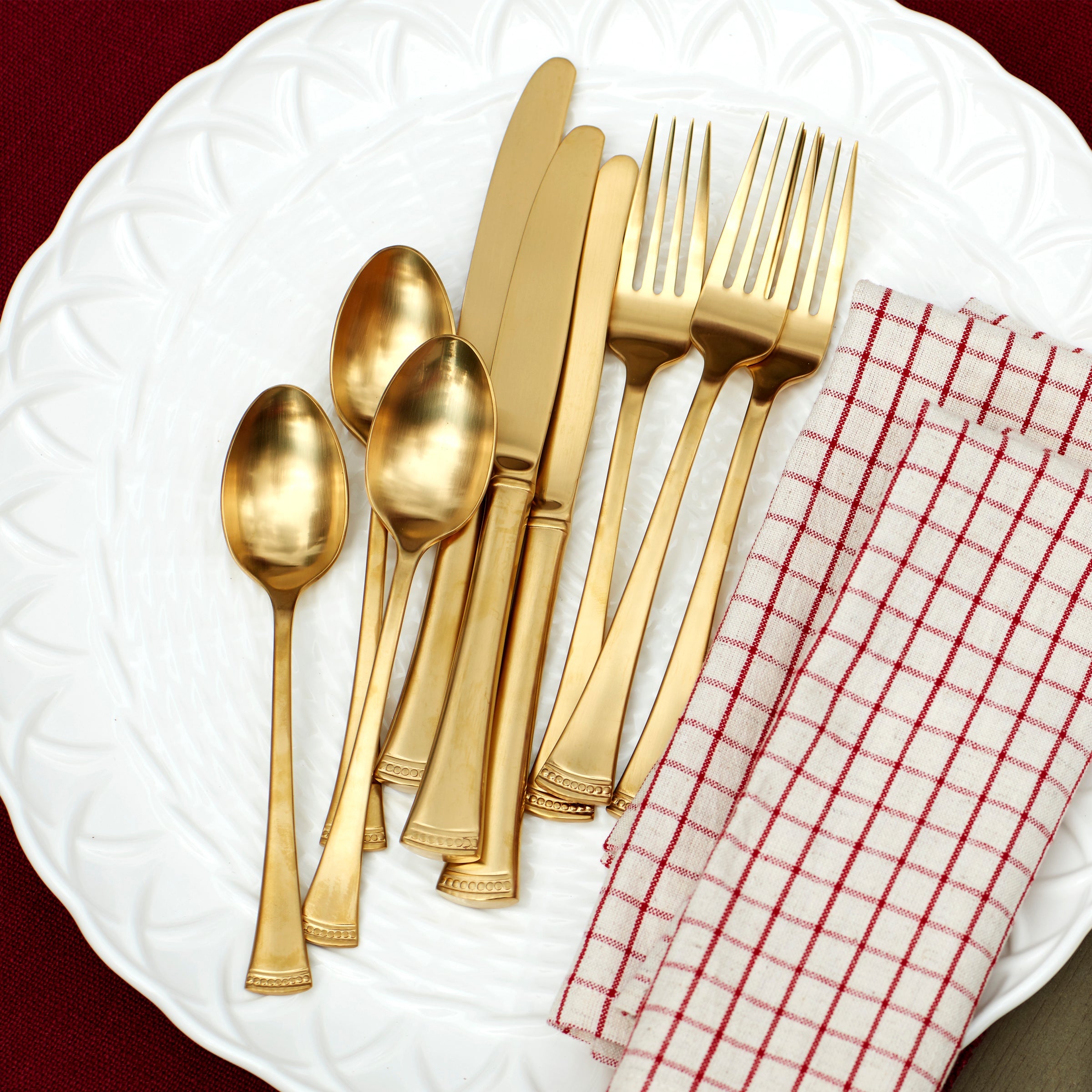Portola Gold Satin 60 Piece Flatware Set
