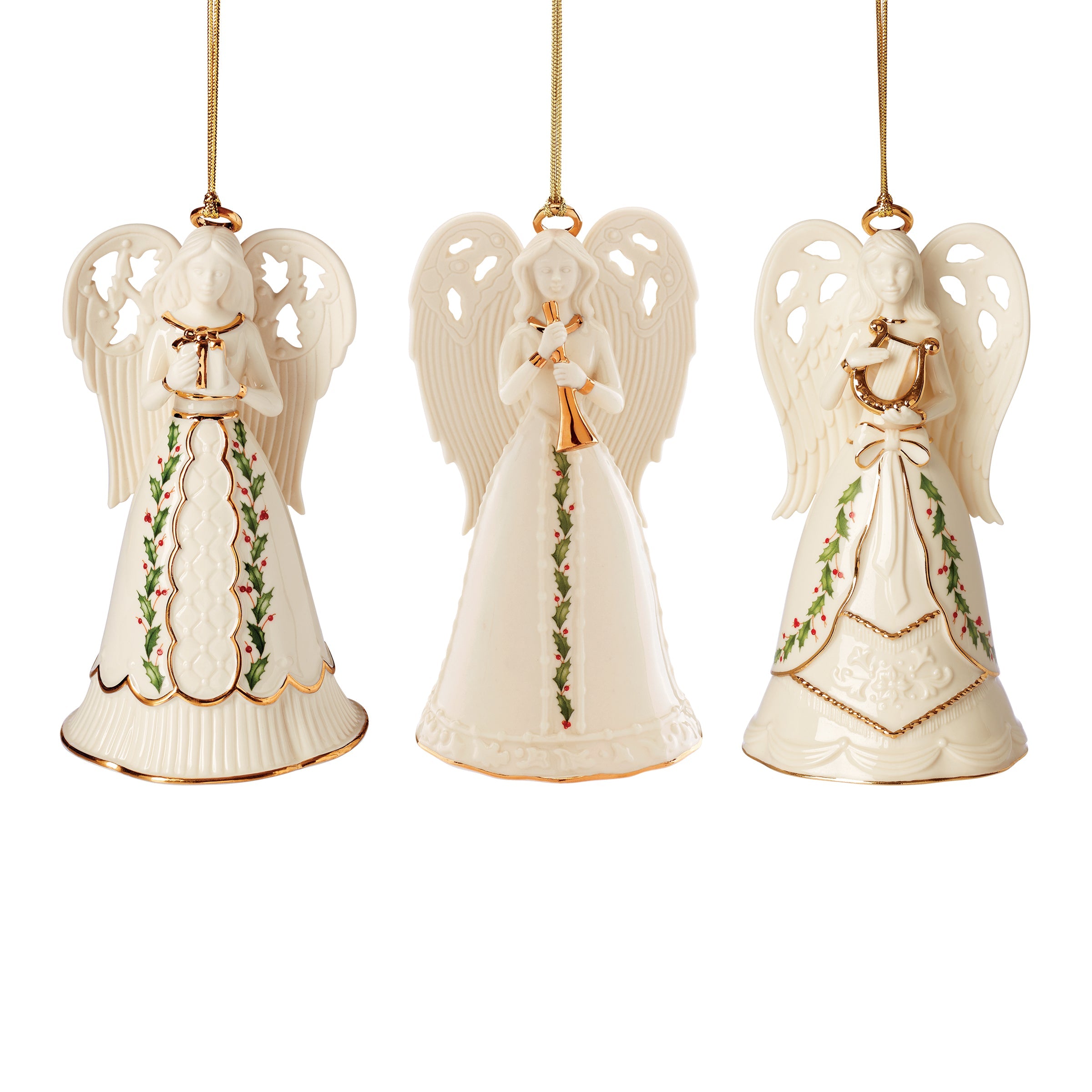 Holiday Angel Bell Ornaments - Set Of 3