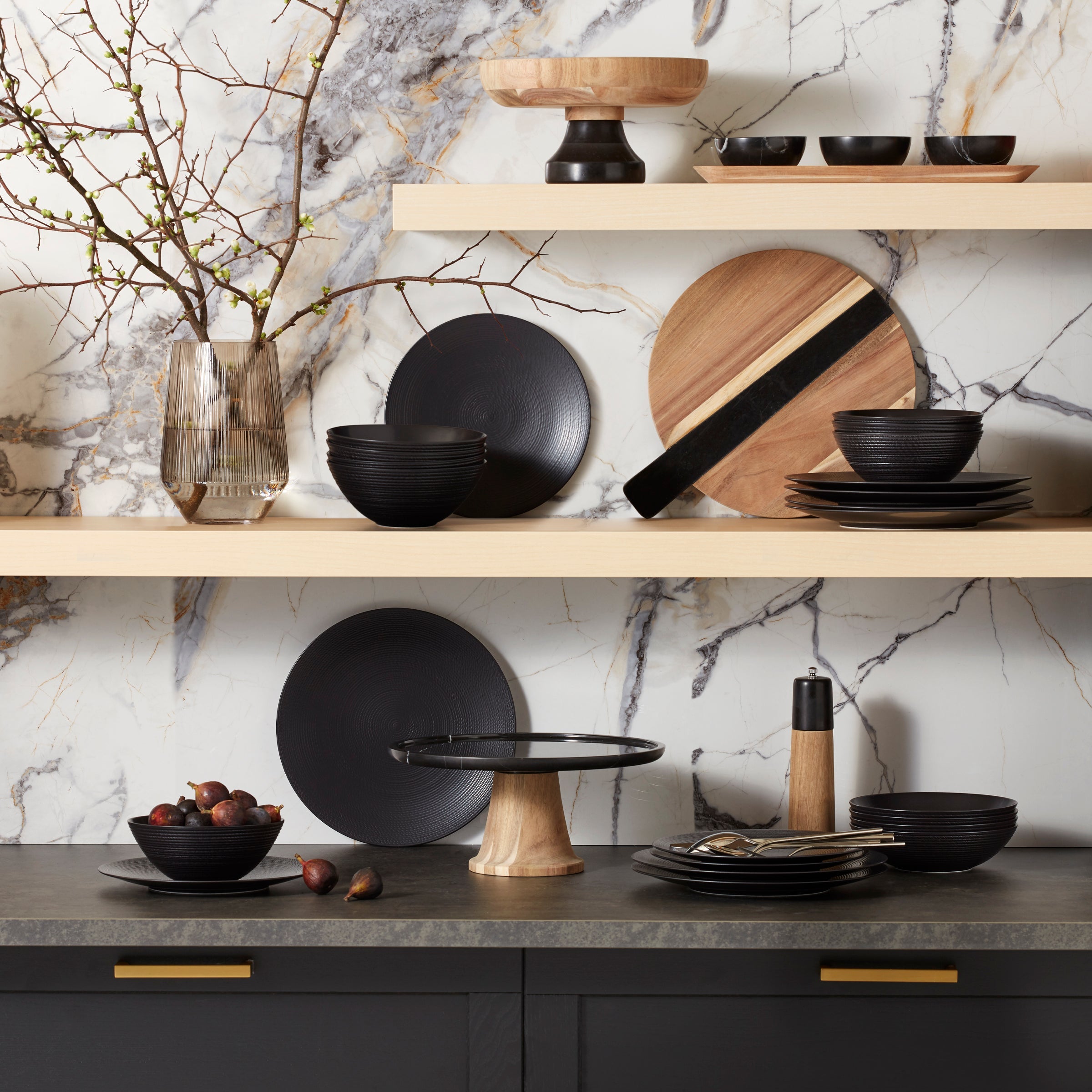 LX Collective Black Dinner Plates - Set of 4